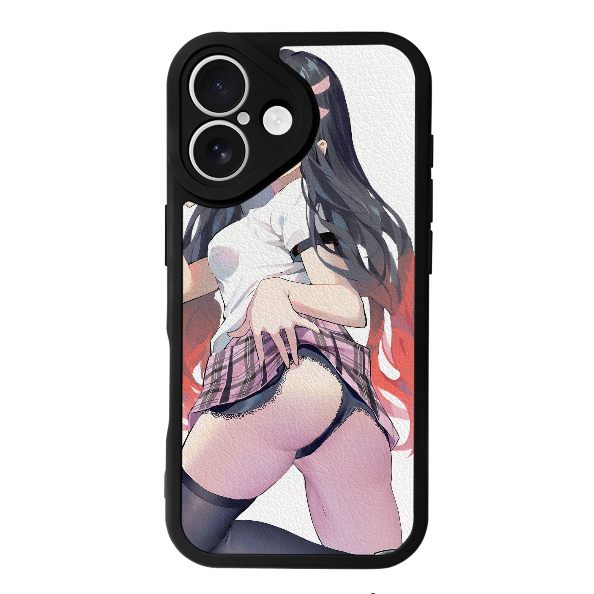 （画像用） 鬼滅の刃（きめつのやいば）竈門 禰󠄀豆子／かまど ねずこ Kamado Nezuko 【iPhone 16シリーズ対応】シリコンスマホケース（レザー調） 材質：シリコン